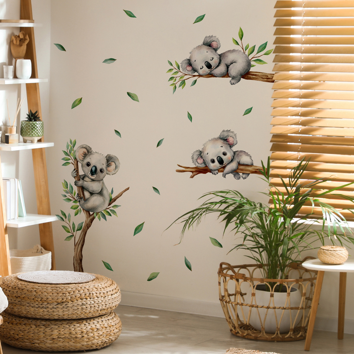 Cartoon Koala Climbing Tree Br - Baby Nursery Wallpaper 评论和价格