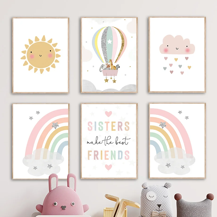 Giraffe Elephant Hot Balloon S - Baby Nursery Paintings 评论和价格