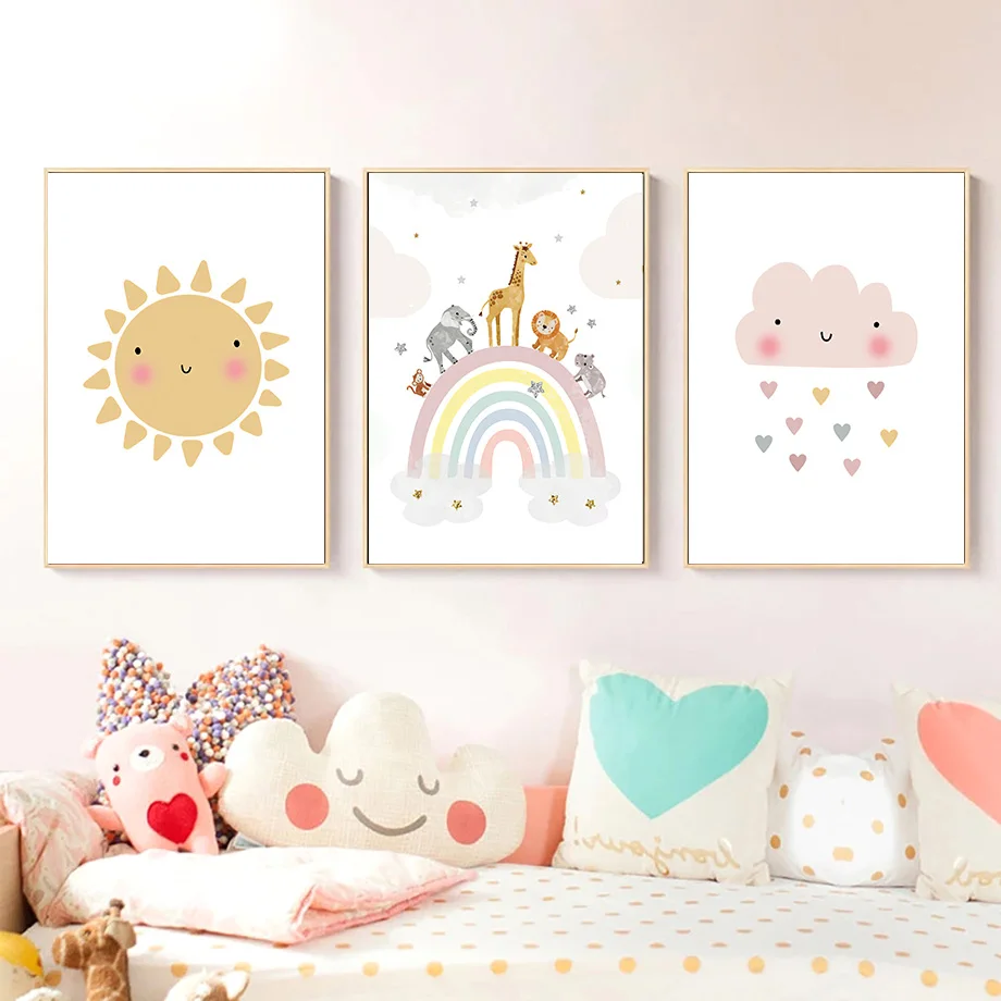 Giraffe Elephant Hot Balloon S - Baby Nursery Paintings 评论和价格