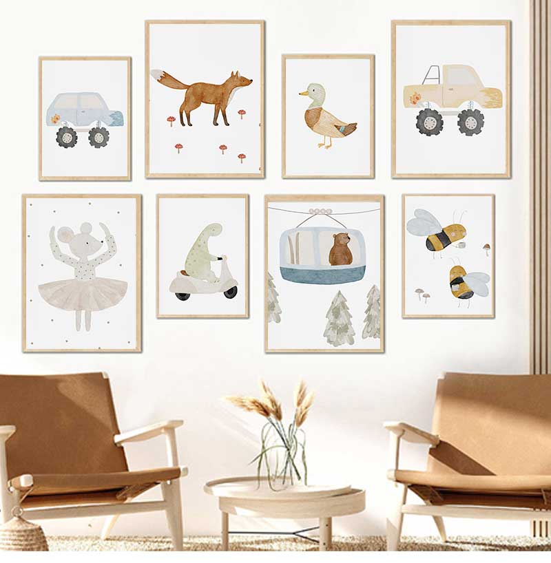 Cartoon Goose Bees Bear Duck D - Baby Nursery Paintings 评论和价格