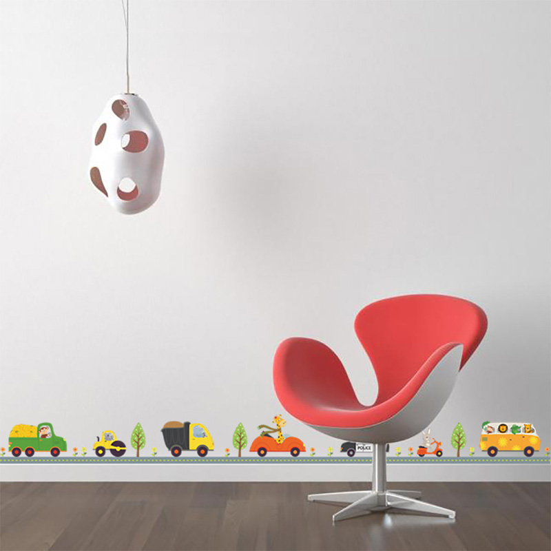 Cartoon Animals Car Wall Stick - Baby Nursery Wallpaper 评论和价格
