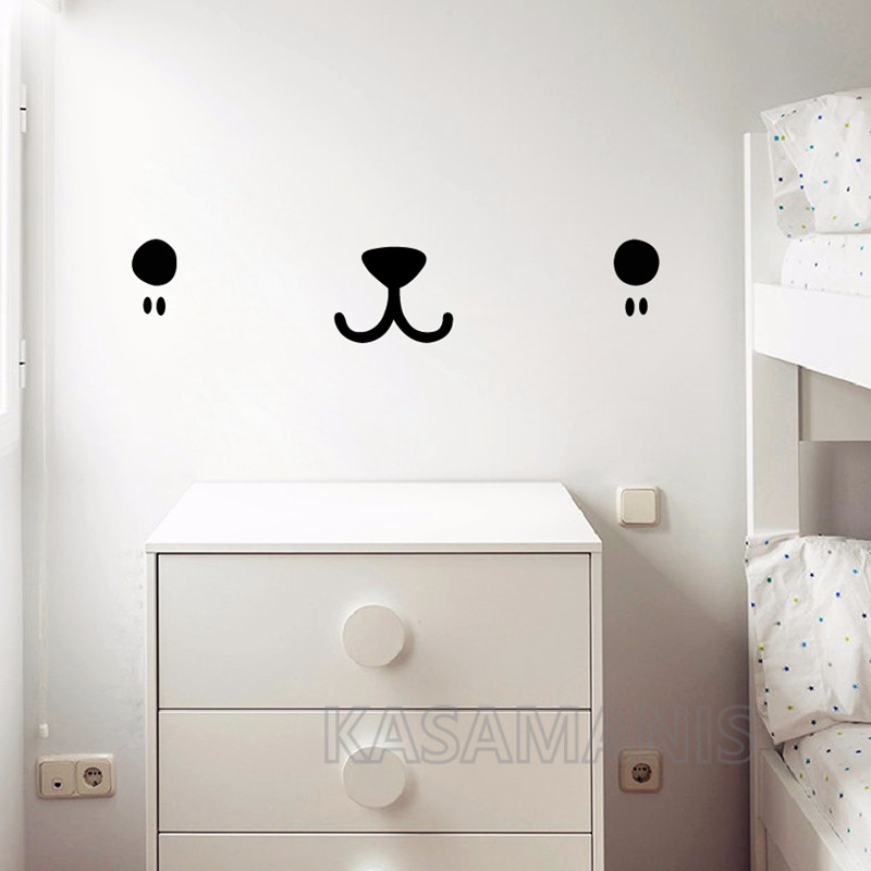Cute Kawaii Face Wall Art Deca - Baby Nursery Wallpaper 评论和价格