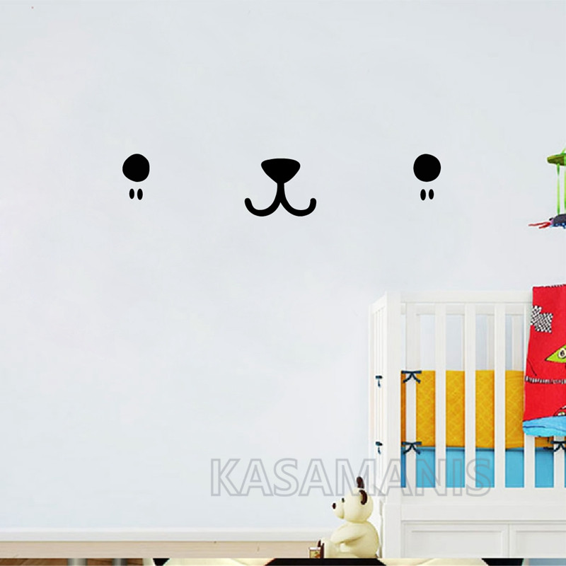 Cute Kawaii Face Wall Art Deca - Baby Nursery Wallpaper 评论和价格