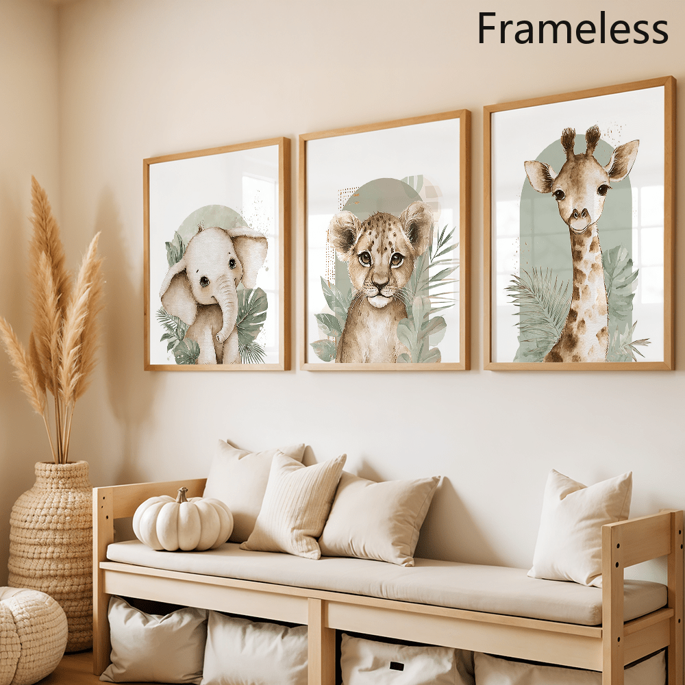 Set of 3 Safari Animal Poster, - Baby Nursery Sets 评论和价格
