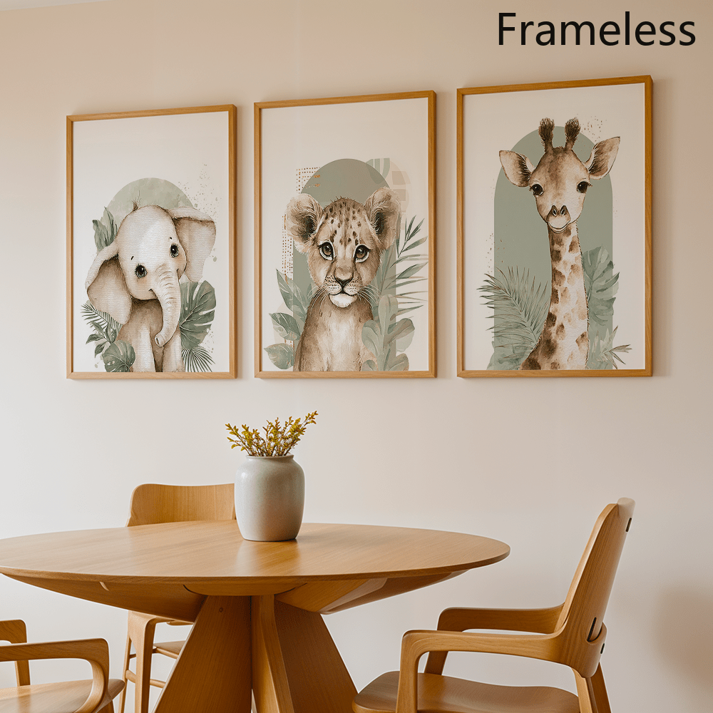 Set of 3 Safari Animal Poster, - Baby Nursery Sets 评论和价格