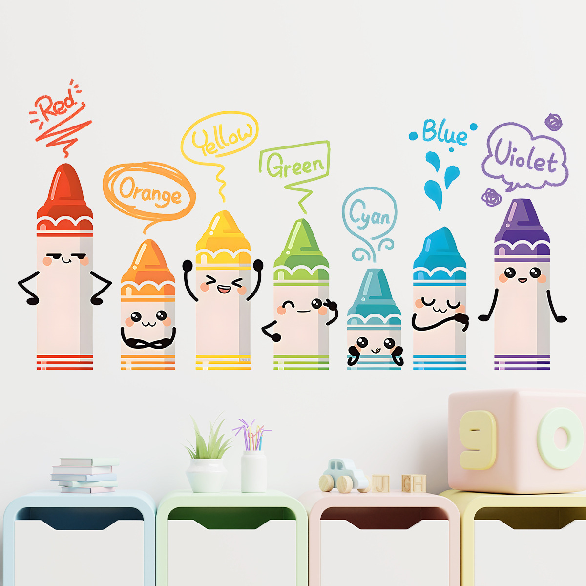Cartoon Cute Colorful Crayon P - Baby Nursery Wallpaper 评论和价格