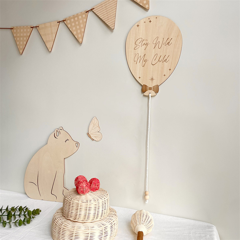 INS Nordic Wooden Hot Air Ball - Baby Nursery Wallpaper 评论和价格