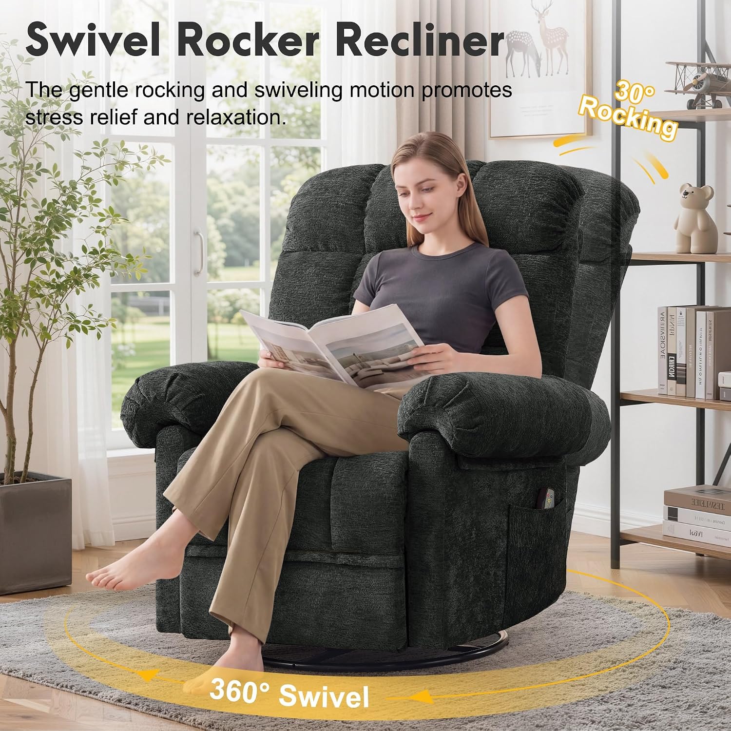 360° Swivel Rocker Recliner wi - Rocking Chair Nursery 评论和价格