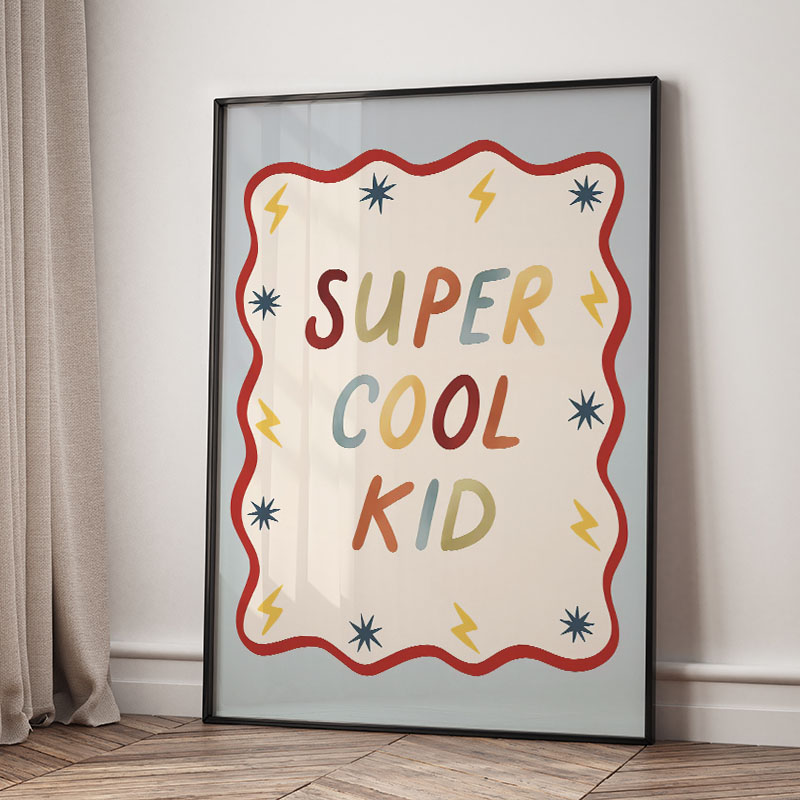 Funny Cartoon Super Cool Kid N - Baby Nursery Paintings 评论和价格