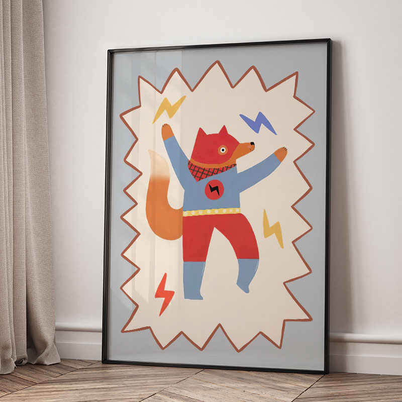 Funny Cartoon Super Cool Kid N - Baby Nursery Paintings 评论和价格
